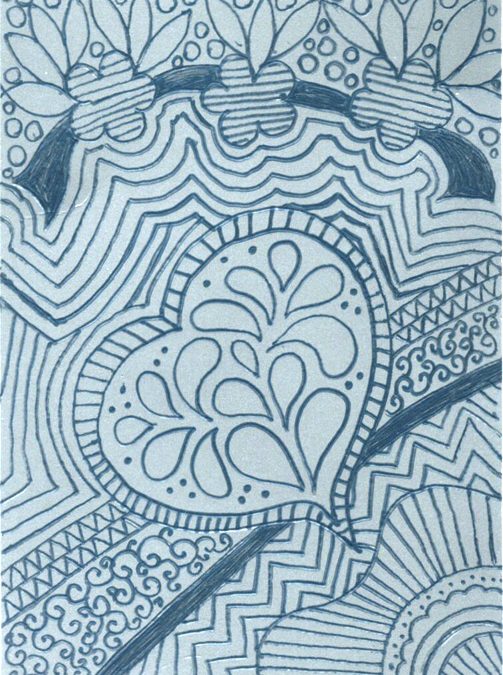 Zentangle Blue Heart